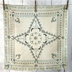 Squash Blossomed Long Tall Bone Silk Scarf